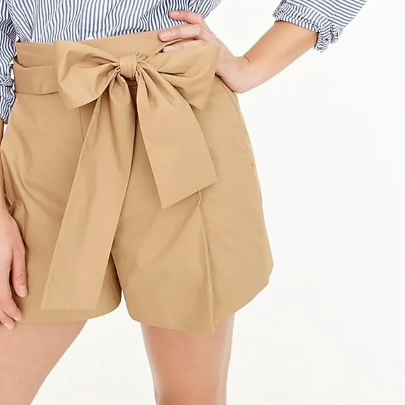 J. Crew Tie-Waist Short in Cotton Poplin-Soft Pink
