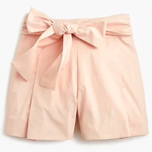J. Crew Tie-Waist Short in Cotton Poplin-Soft Pink