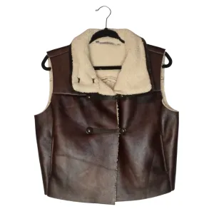 Jennifer Lopez Faux Leather Sherpa-Lined Vest