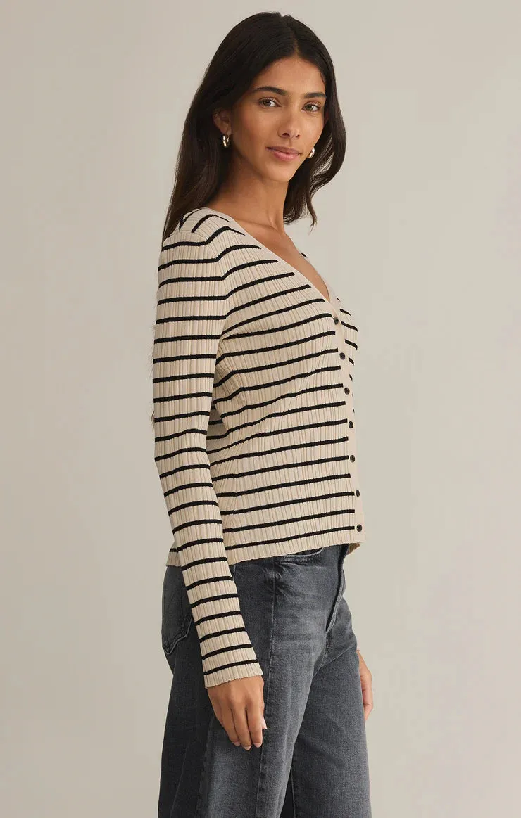 Jordana Stripe Ribbed Cardigan