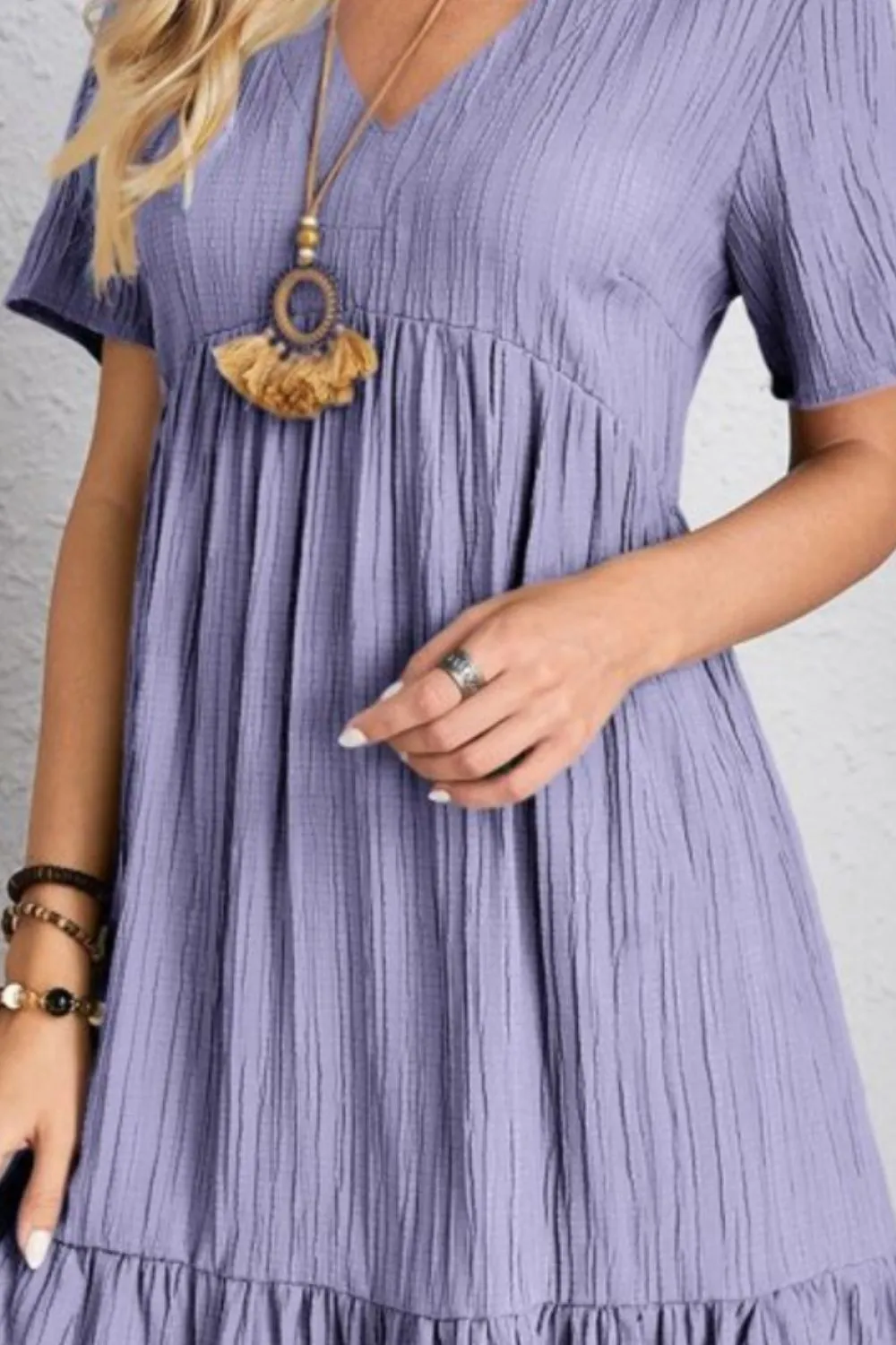 Jovie Full Size V-Neck Short Sleeve Dress