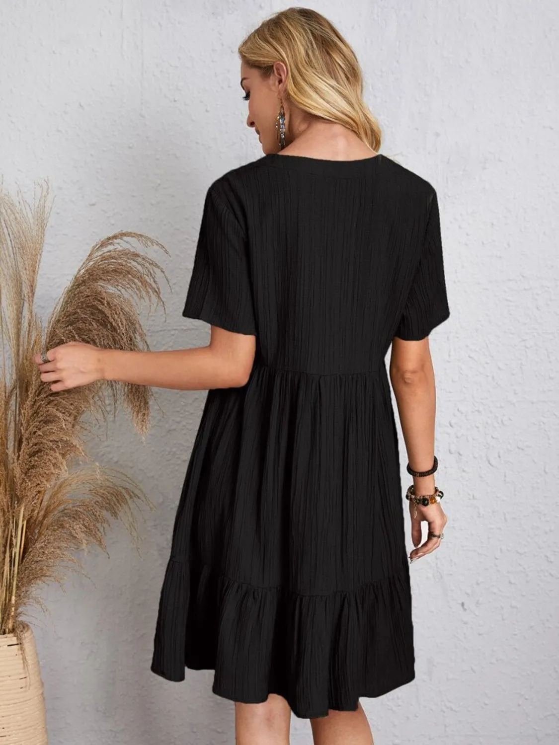 Jovie Full Size V-Neck Short Sleeve Dress