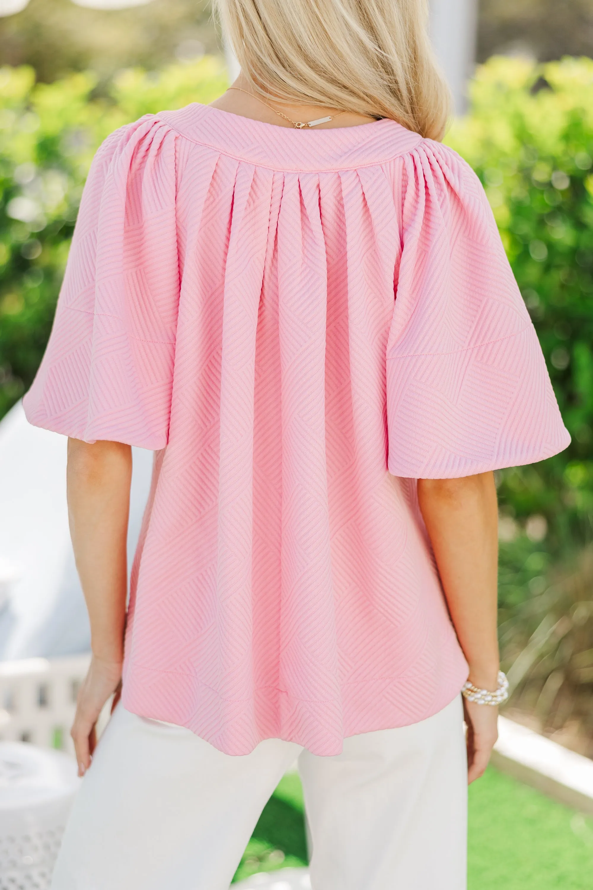 Just A Theory Pink Textured Blouse