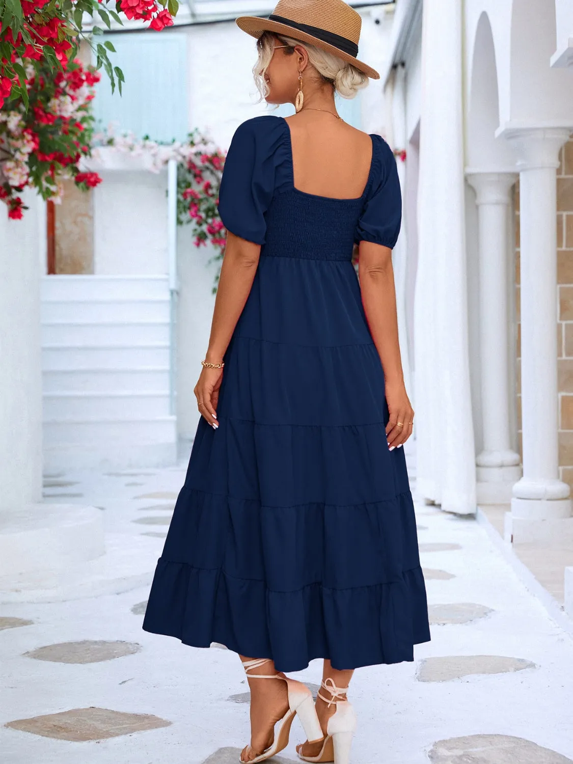 Kellyn Tiered Smocked Short Sleeve Dress
