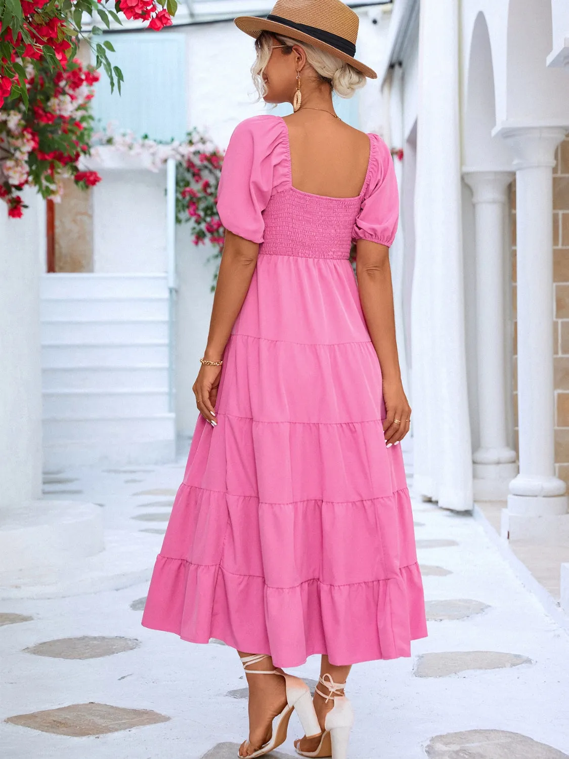 Kellyn Tiered Smocked Short Sleeve Dress