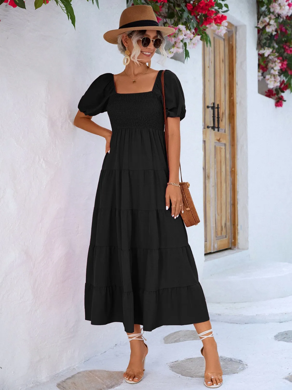 Kellyn Tiered Smocked Short Sleeve Dress