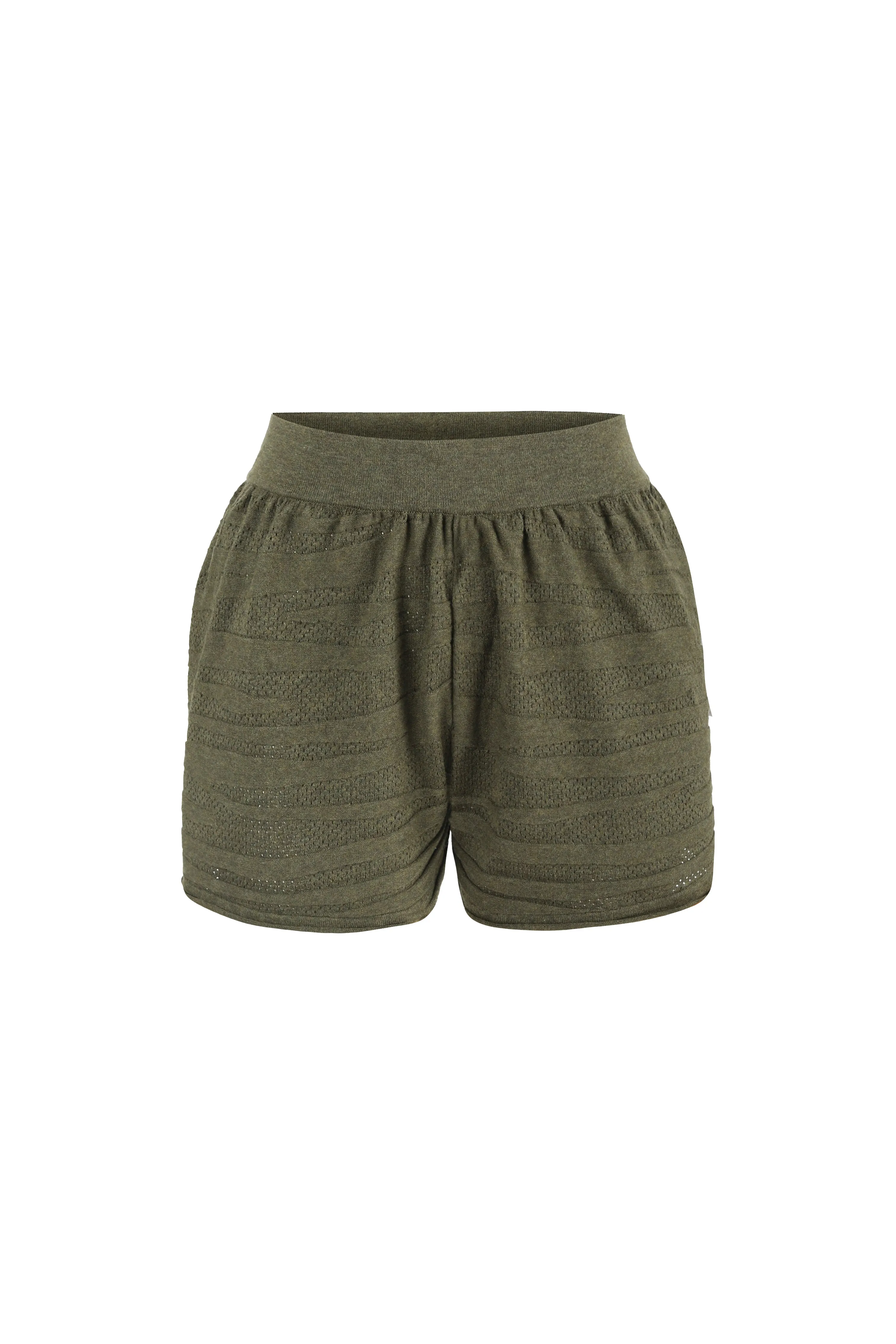 Khaki Textured Shorts