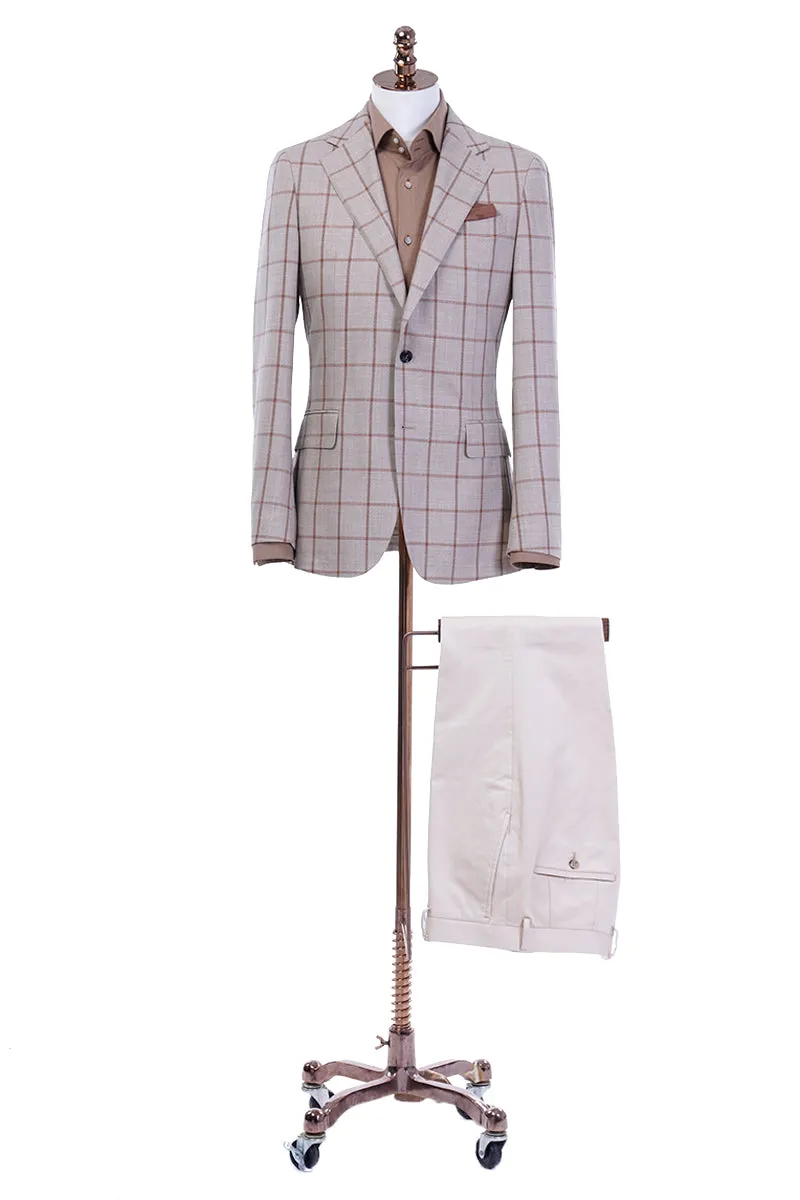 Khaki Windowpane Custom Blazer