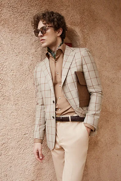 Khaki Windowpane Custom Blazer