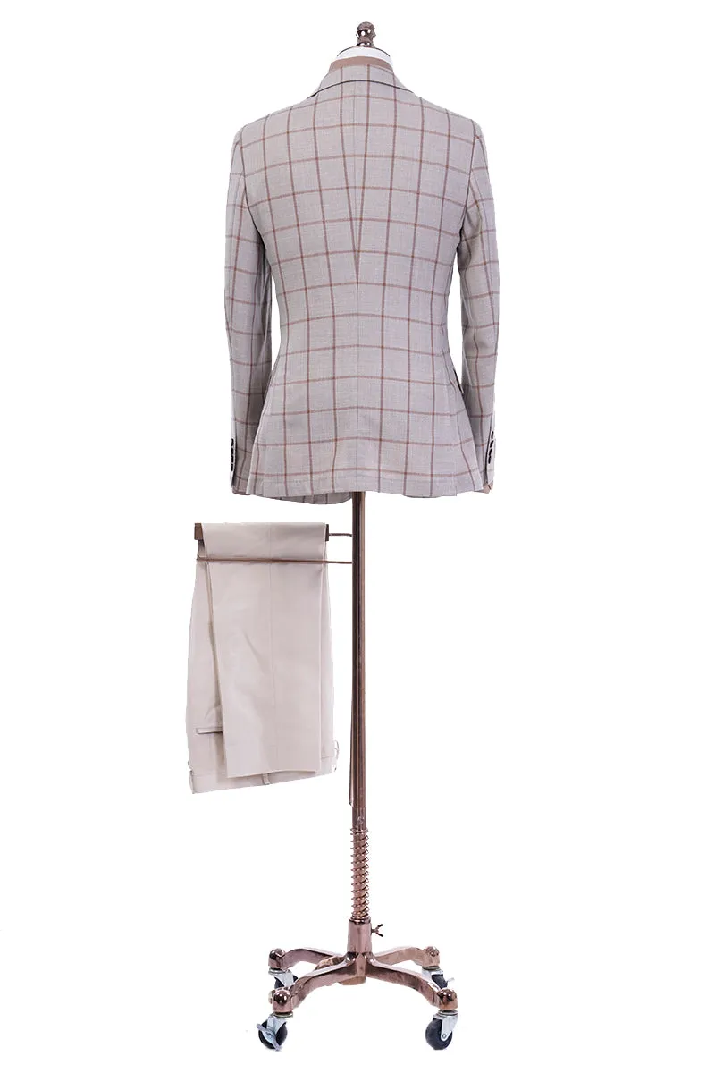 Khaki Windowpane Custom Blazer