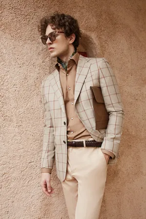 Khaki Windowpane Custom Blazer