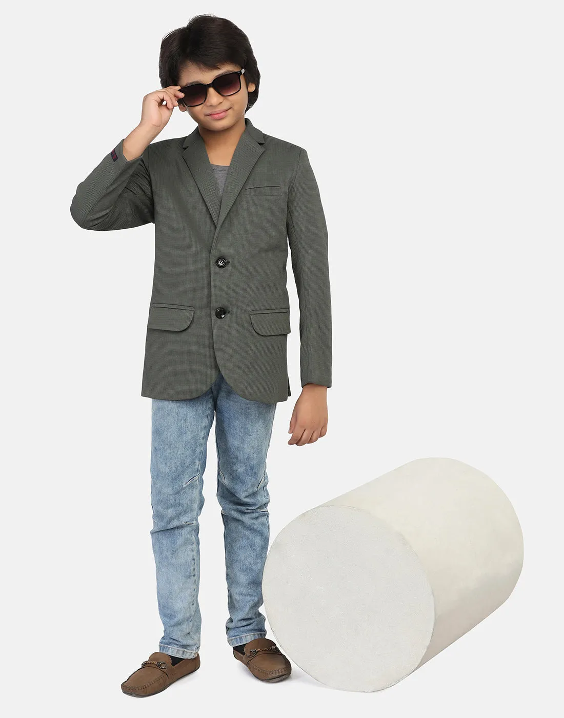 Kids green textured Blazer