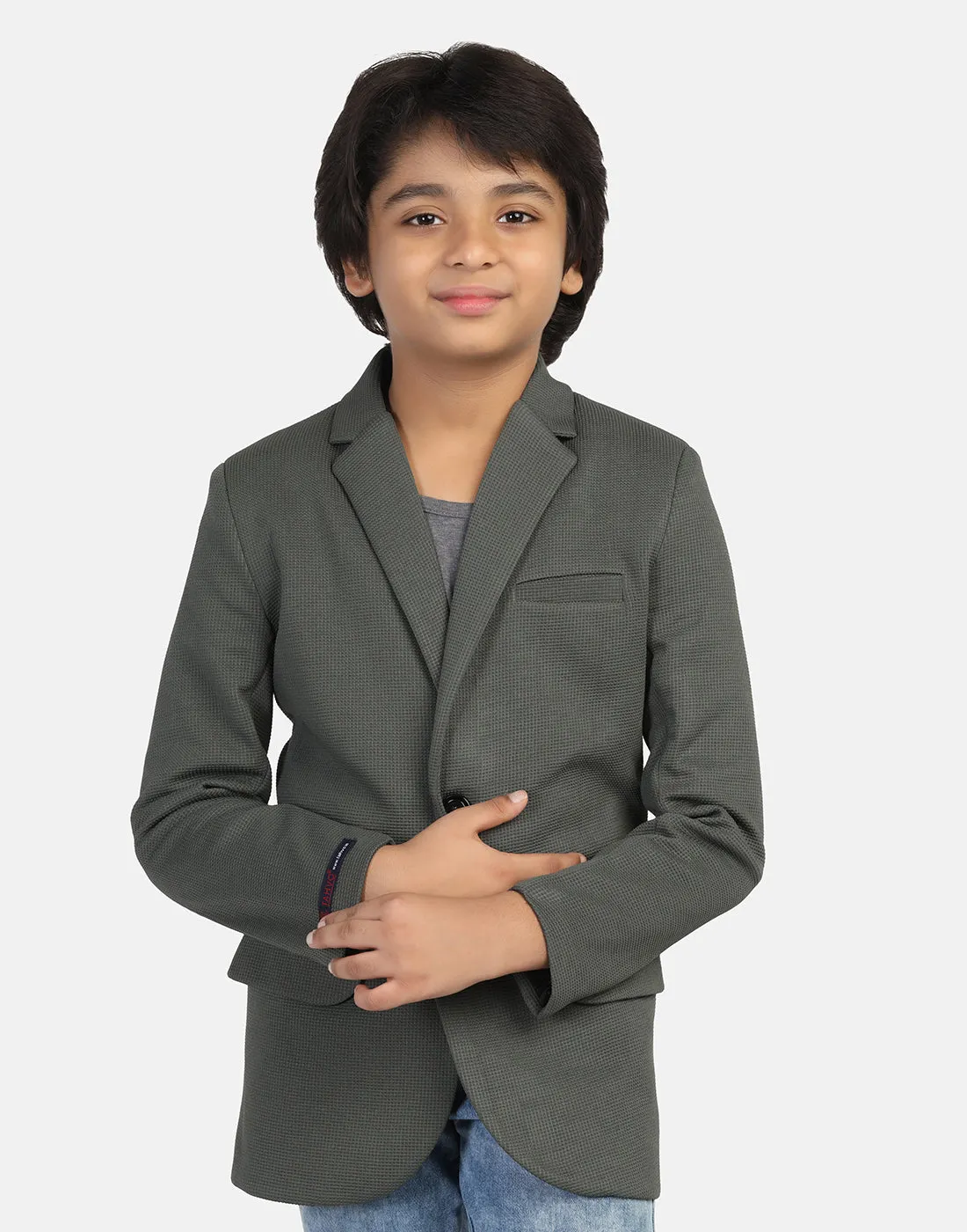 Kids green textured Blazer