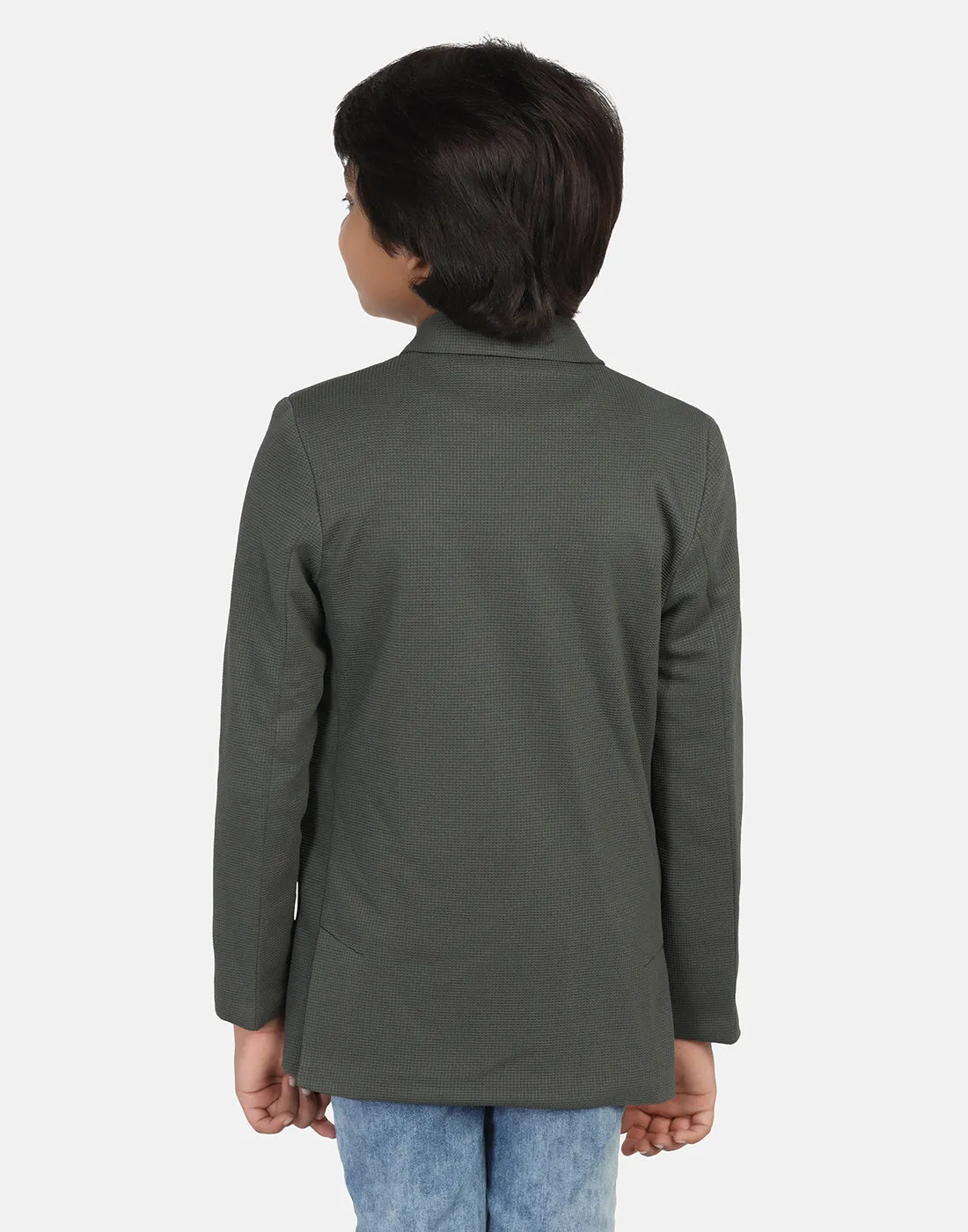 Kids green textured Blazer