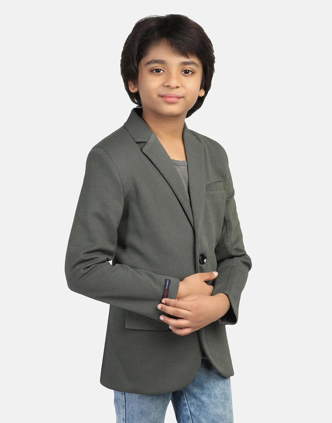 Kids green textured Blazer