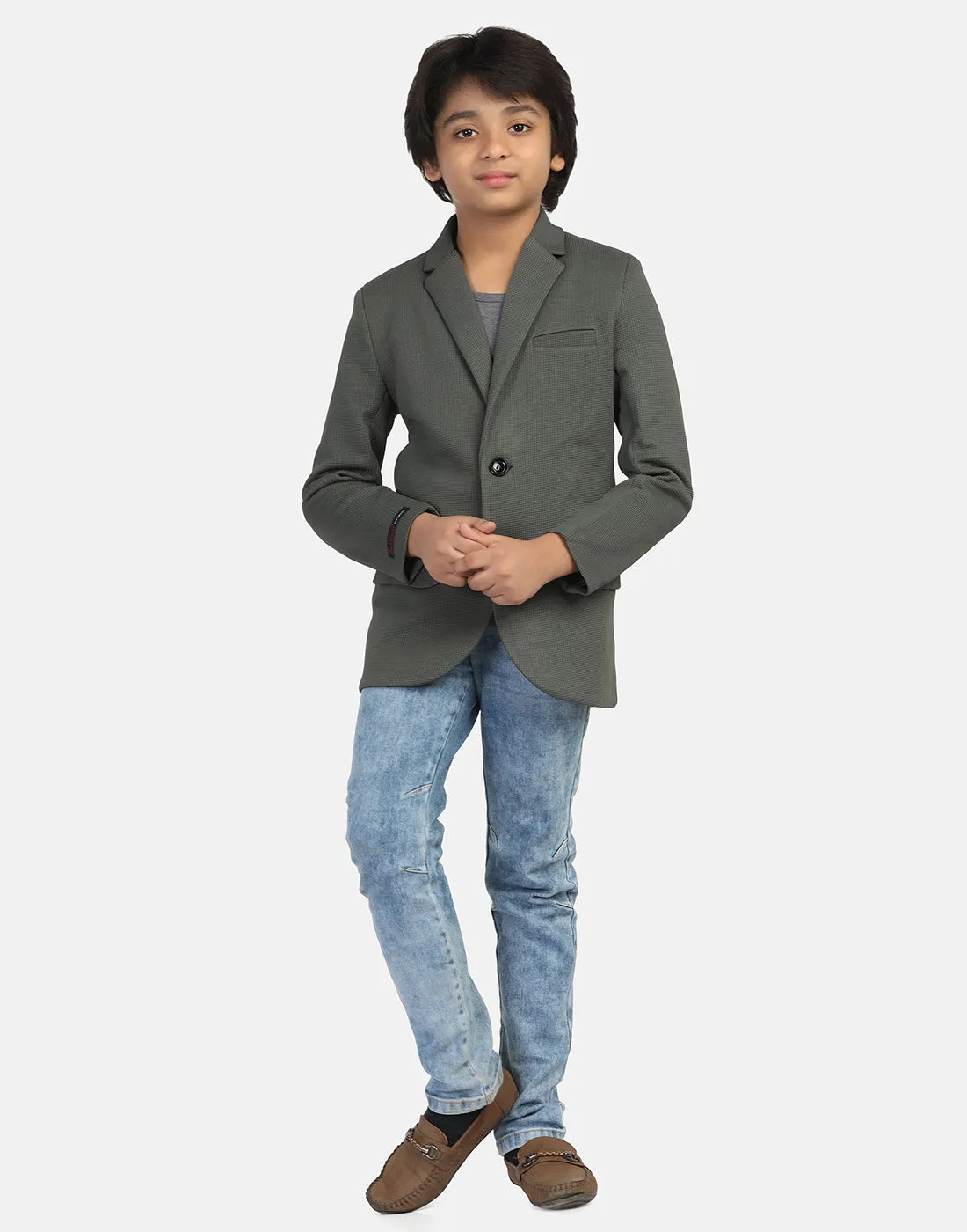 Kids green textured Blazer