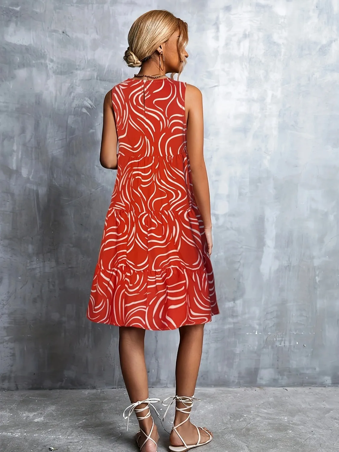 Kieran Printed Round Neck Sleeveless Dress
