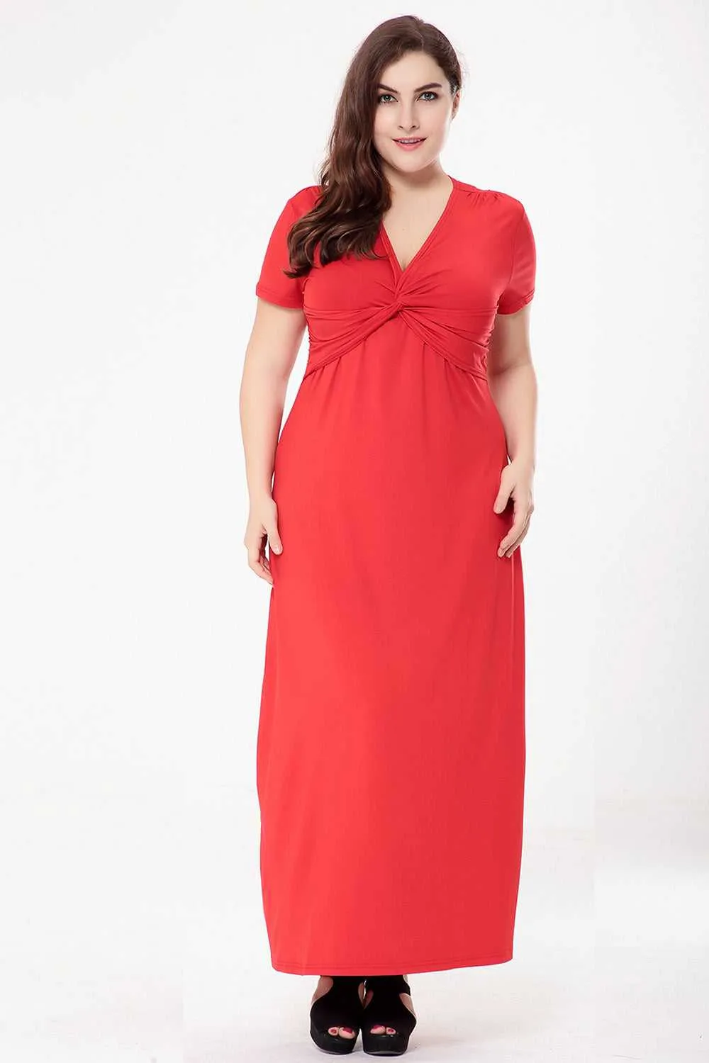 KittenAlarm - Fashion Summer hot style plus size hot style V-neck waist short-sleeved dress dress large size