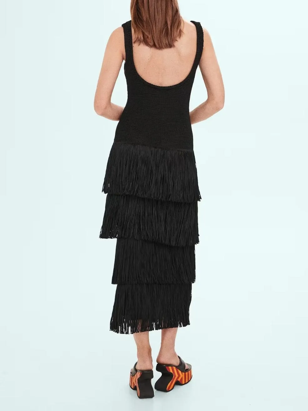 Knitted Dress With Fringe Design