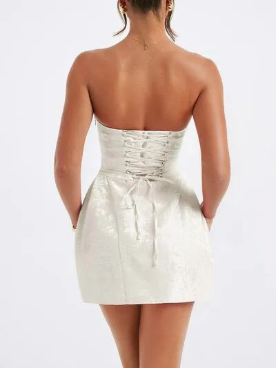 Lace-Up Sleeveless Satin Mini Dress