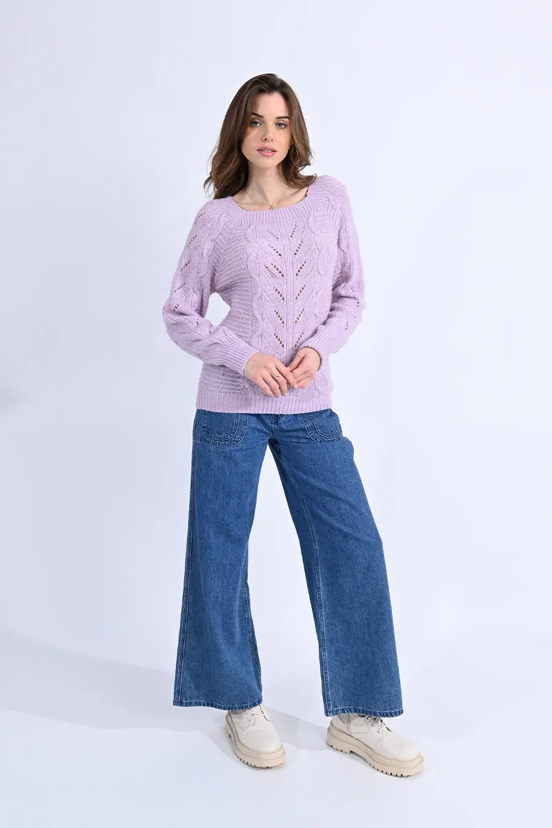 Ladies Square Collar Knitted Sweater