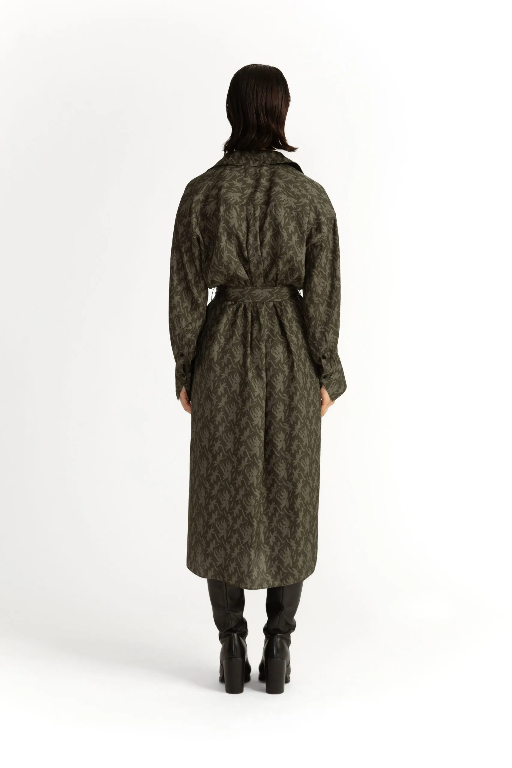 Laholm Dress - Oversized trench dress in khaki green