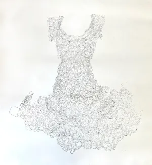 Large Scale Ruffled Dress Collagraph Embossed Print ~ Anima (Breeze) Dress Collagraph