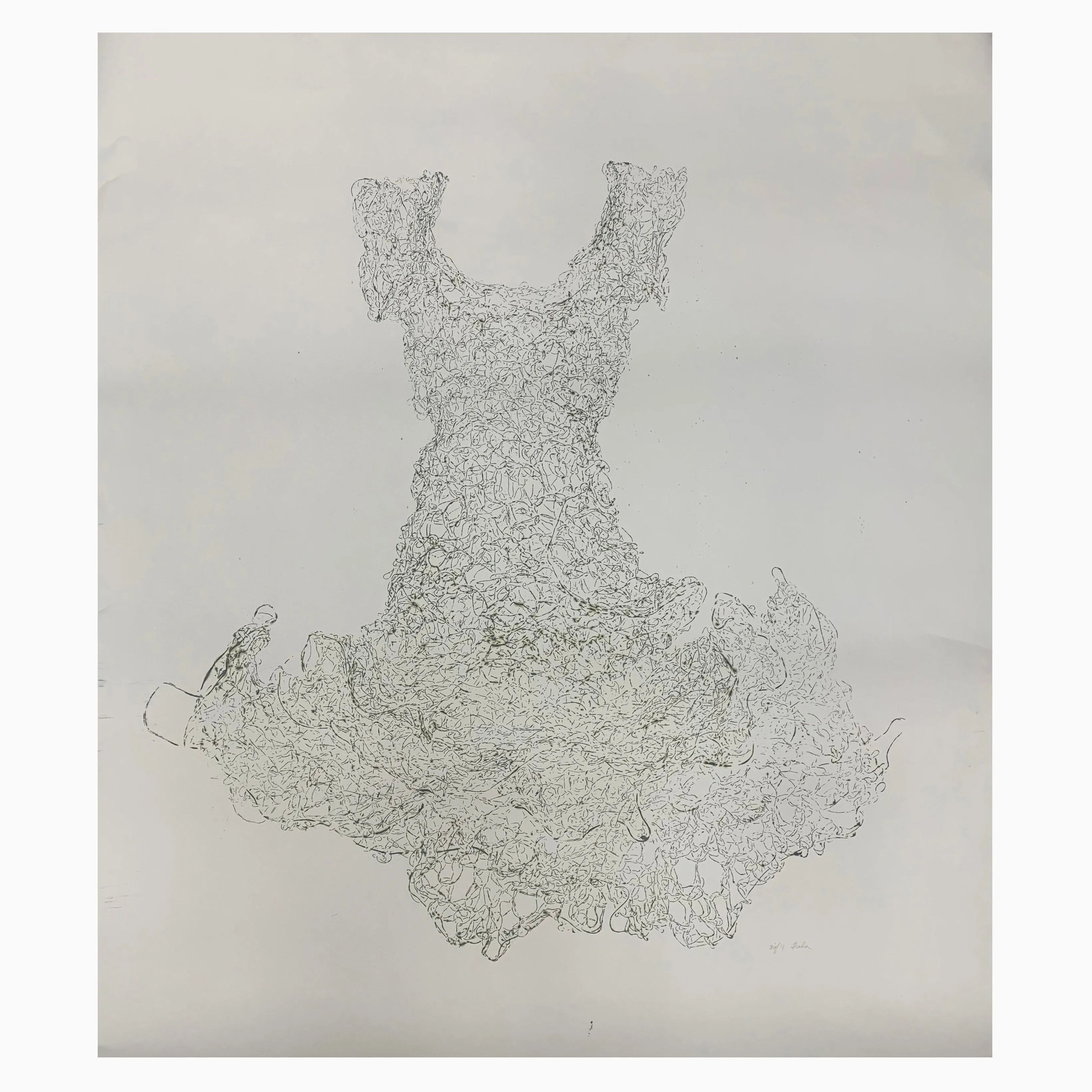 Large Scale Ruffled Dress Collagraph Embossed Print ~ Anima (Breeze) Dress Collagraph