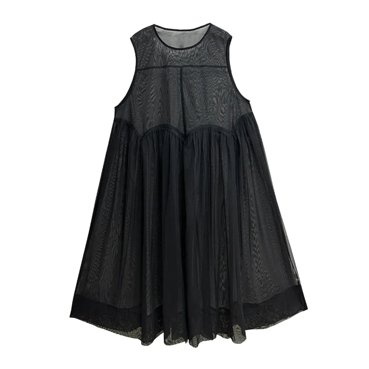 Layered Elegance: Sheer Black Gothic-Inspired Overlay Dress