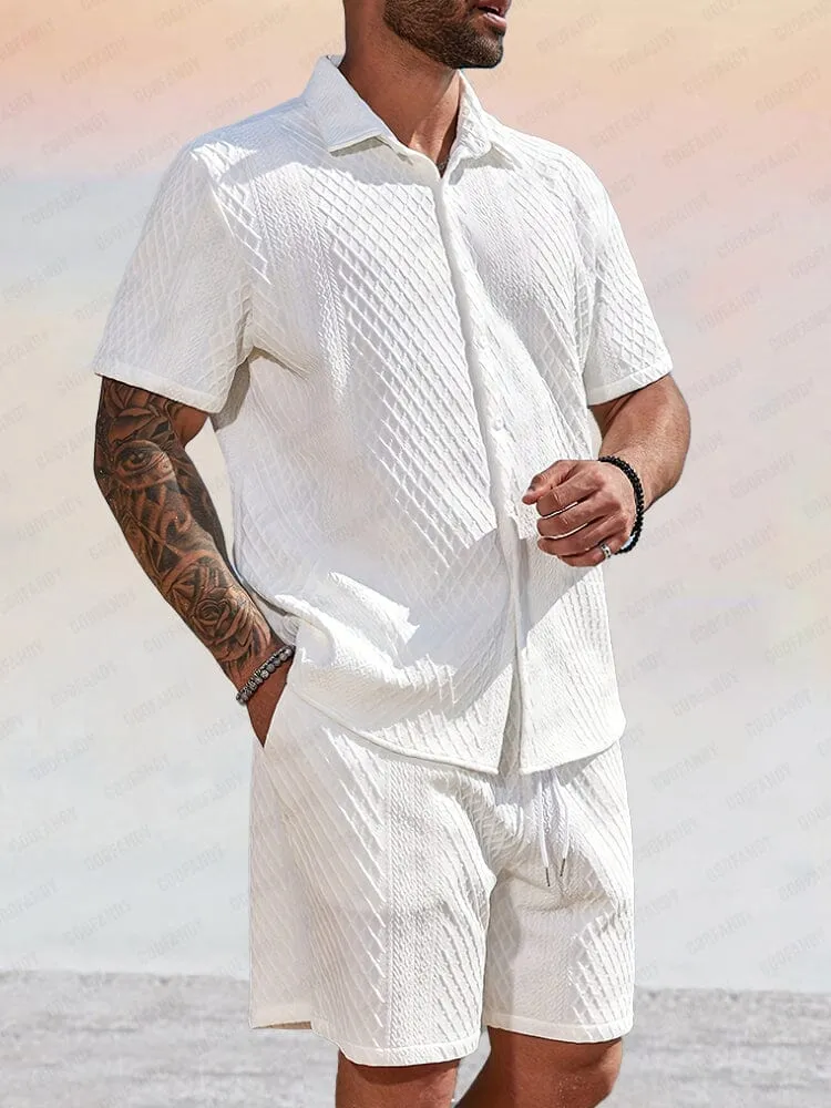 Leisure Jacquard Textured Shirt Set