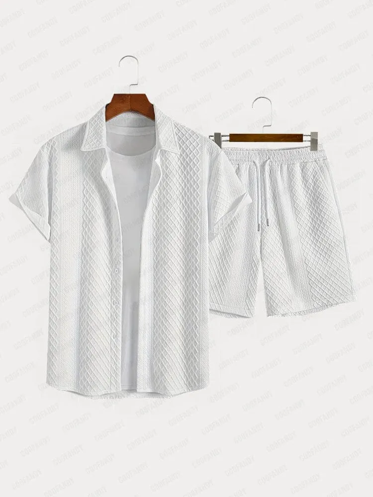 Leisure Jacquard Textured Shirt Set