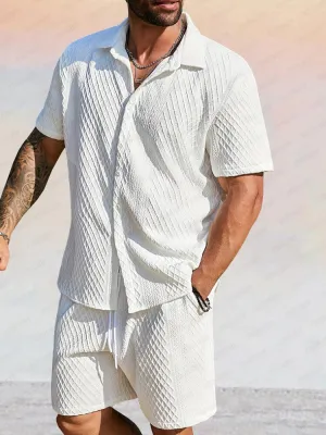 Leisure Jacquard Textured Shirt Set