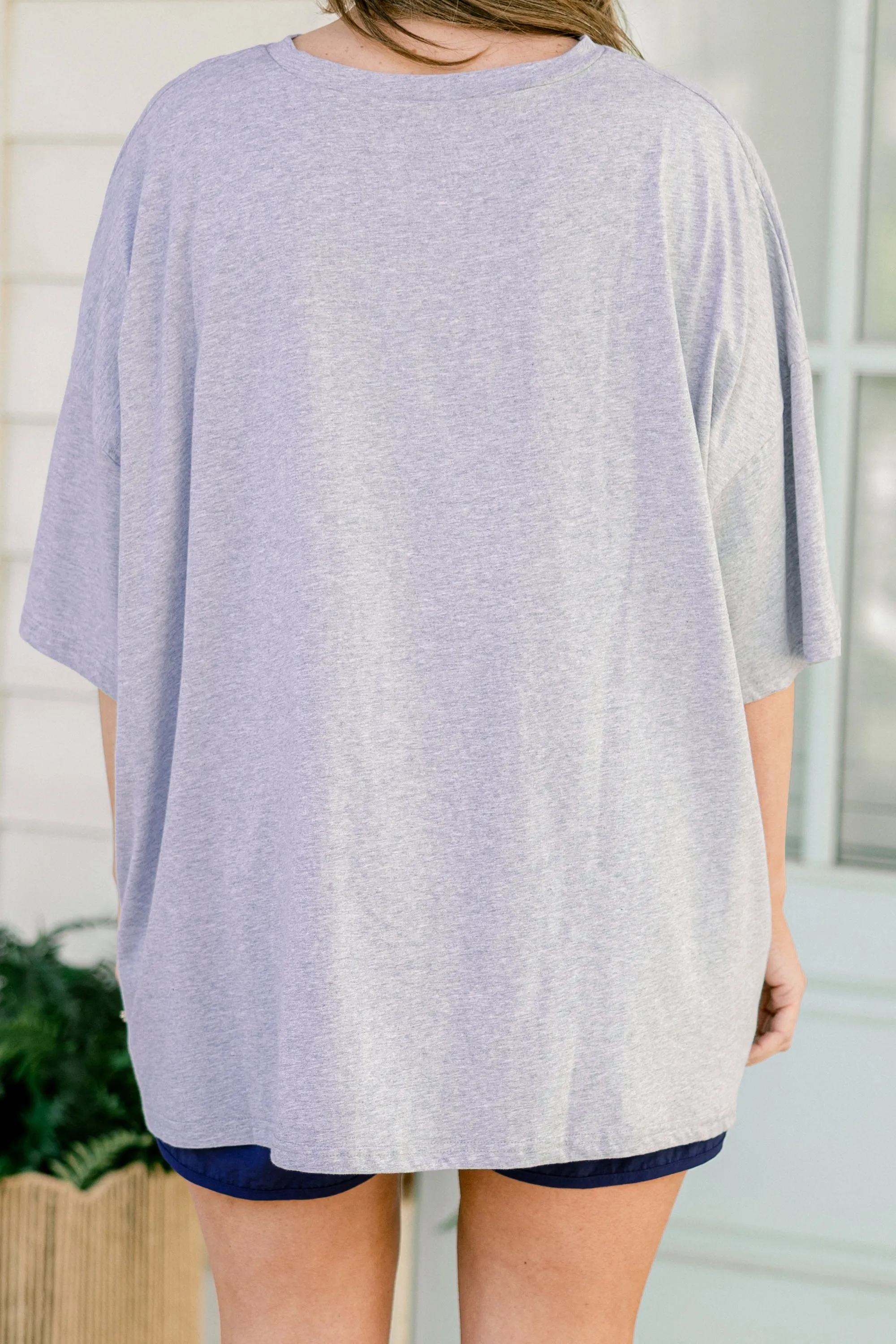 Liberty Leopard Boyfriend Tee, Heather Gray