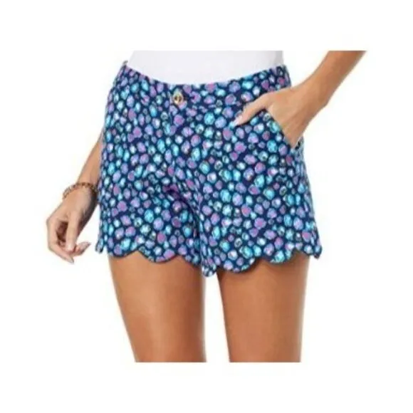 Lilly Pulitzer Women's Buttercup Summer Knit Shorts Scalloped Edge Size 12