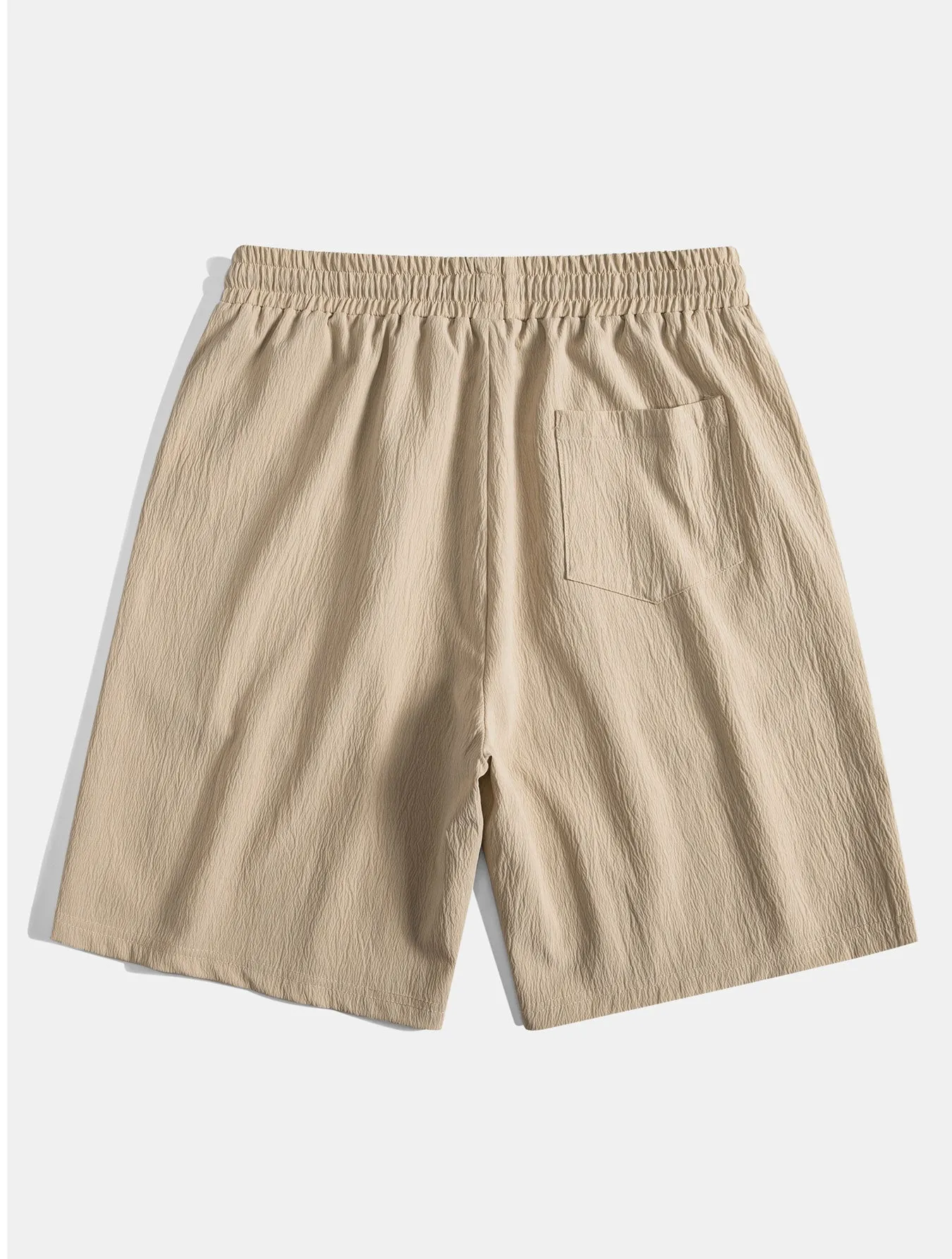 Linen Rayon Blend Button Up Shirt & Crinkled Textured Drawstring Shorts