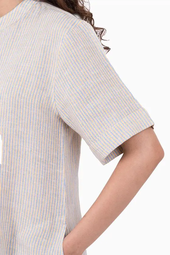 Linen Rosette Dress-Swirly Yellow