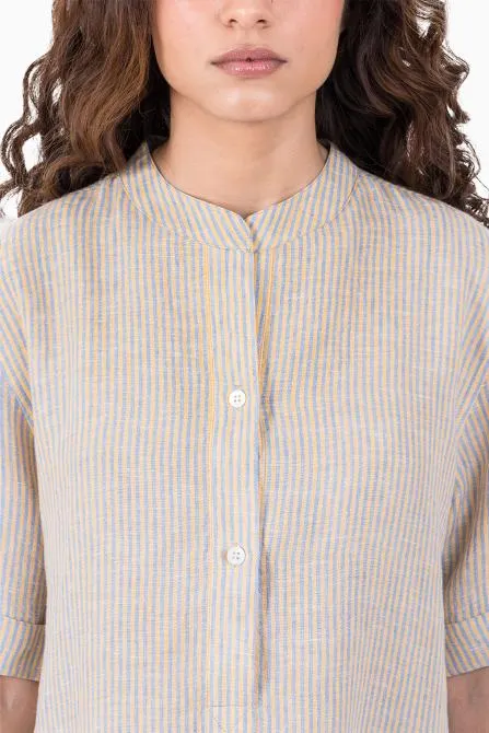 Linen Rosette Dress-Swirly Yellow