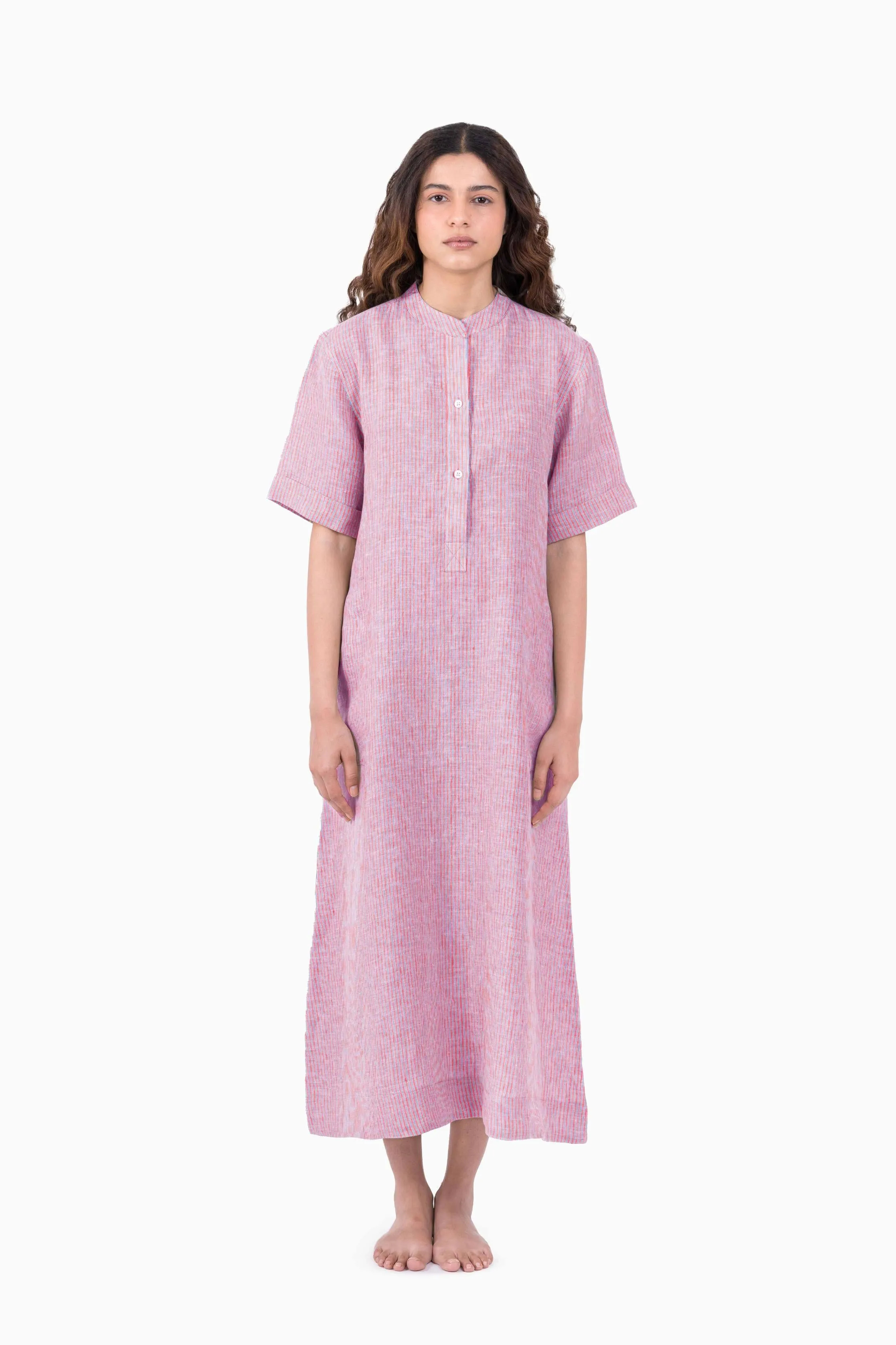 Linen Rosette Dress-Swirly Yellow