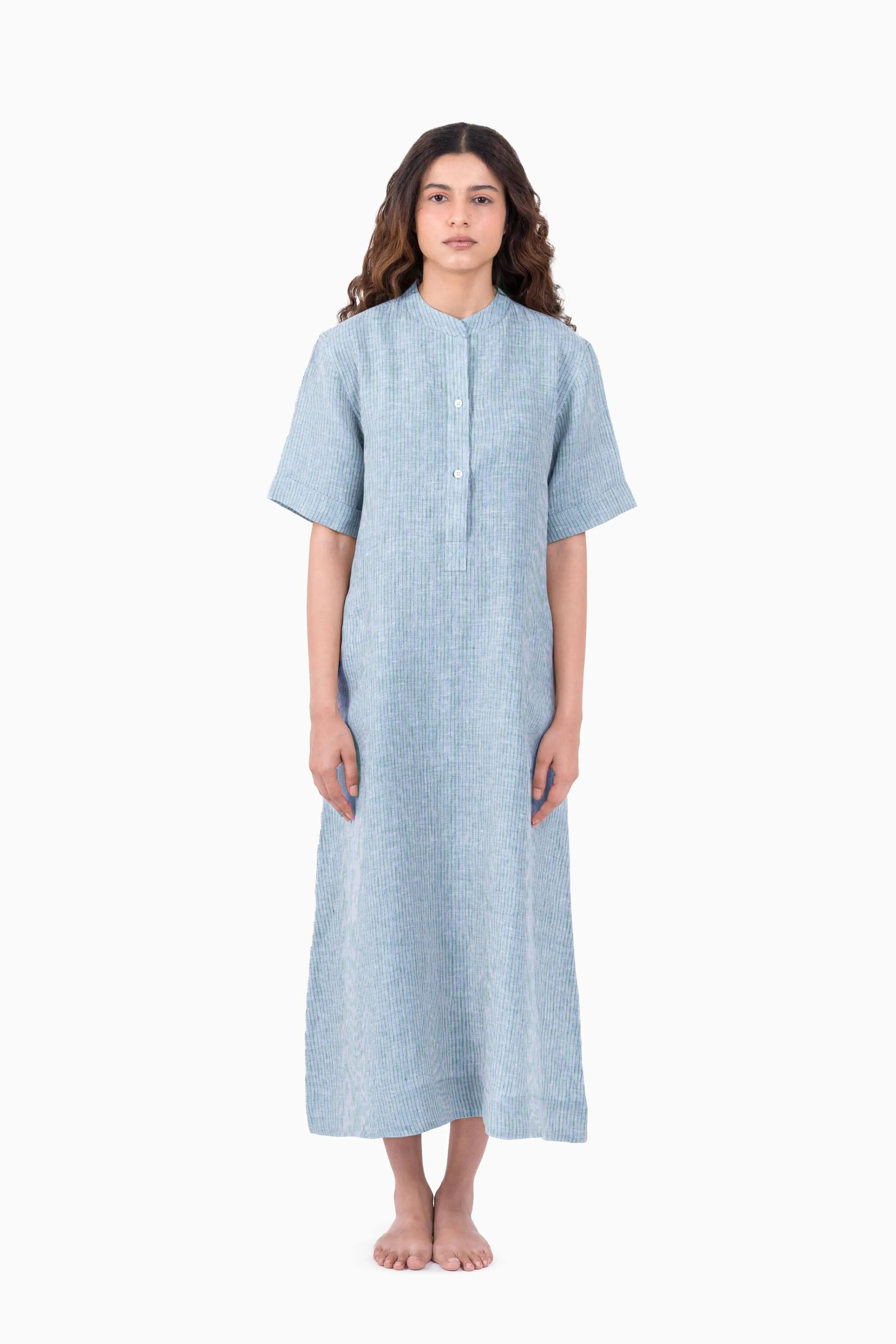 Linen Rosette Dress-Swirly Yellow