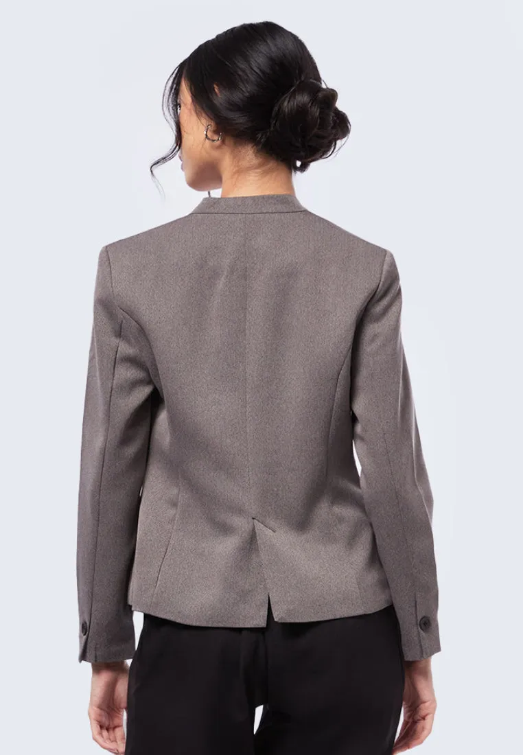 Long Sleeve Herringbone Blazer