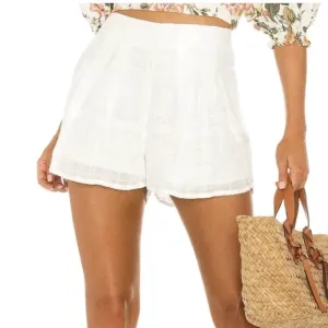 L*SPACE LOANA TONAL PLAID TEXTURED CREAM BOHEMIAN SHORTS
