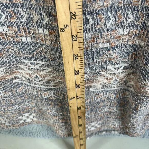 Lucky Brand Cardigan Jacket Women XL Open Drape Beige Blue Knit Textured Sweater