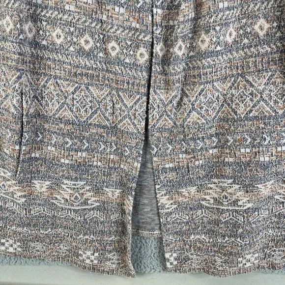 Lucky Brand Cardigan Jacket Women XL Open Drape Beige Blue Knit Textured Sweater