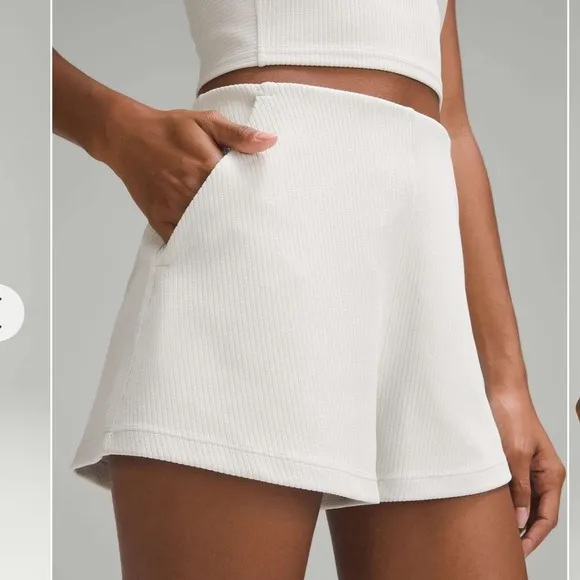 Lululemon Ribbed Softstreme High Rise Short 2” In Bone Size 0