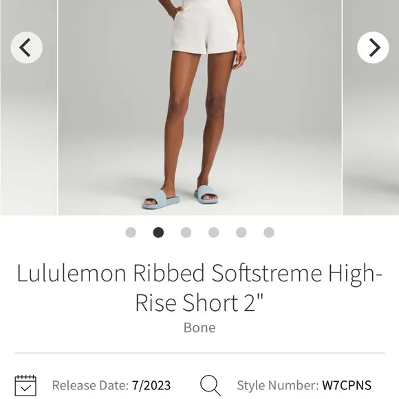 Lululemon Ribbed Softstreme High Rise Short 2” In Bone Size 0