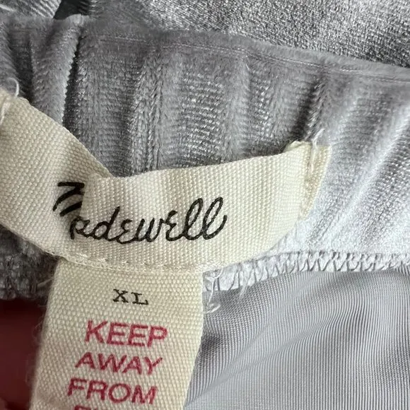 Madewell Velvet Pajama Set size XL Gray 2 Piece Shorts Tank K6209