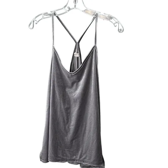 Madewell Velvet Pajama Set size XL Gray 2 Piece Shorts Tank K6209