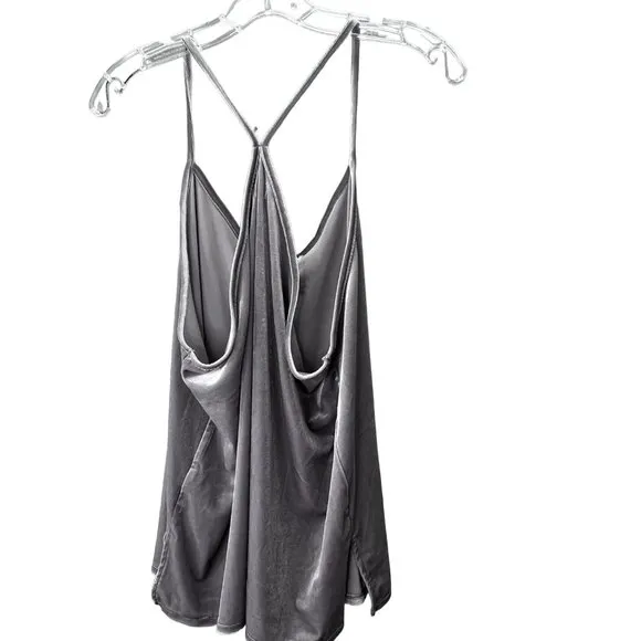 Madewell Velvet Pajama Set size XL Gray 2 Piece Shorts Tank K6209