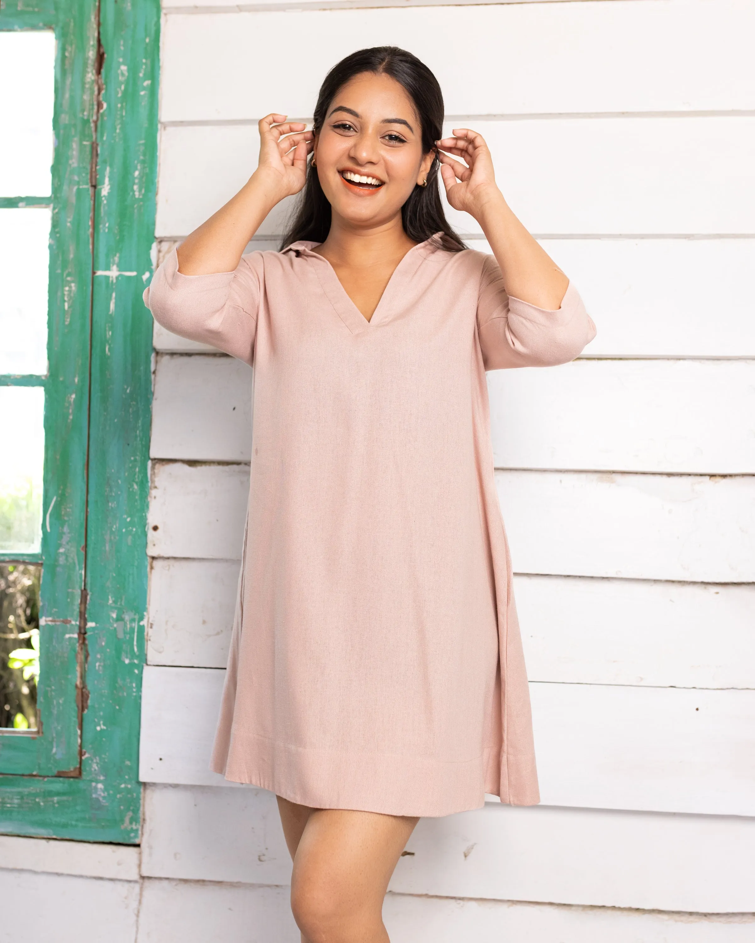 Maisie Shirt Dress - Mud Pink