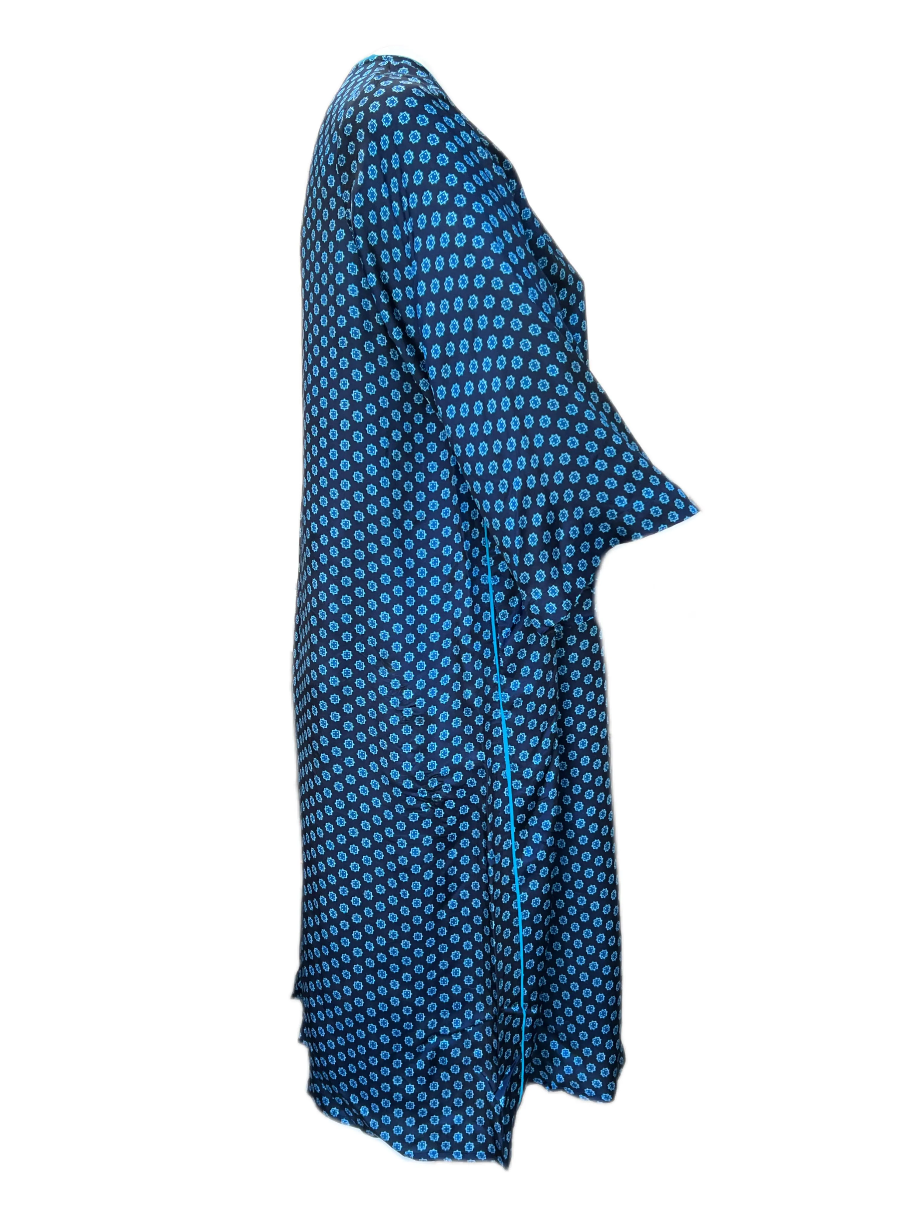 Marina Rinaldi Women's Blue Decorare Printed Viscose Maxi Dress Size 22W/31 NWT